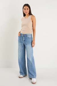 Vogue Denim: STORIES BE TOLD COLLEGE LIGHT BLUE WIDE LEG TIE BELT JEAN