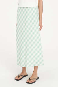 Vogue Skirts: HUFFER CELINE LILA MIDI SKIRT - MATCHA/CHALK