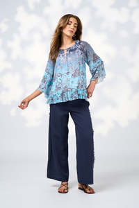 Loobies Story: LOOBIES STORY STEVIE BLOUSE - INDIGO MULTI