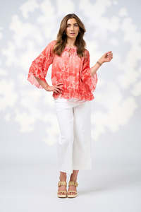 LOOBIES STORY STEVIE BLOUSE - BLOOD ORANGE MULTI