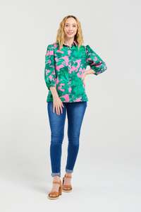 Seduce: SEDUCE JULIETTE BLOUSE - PINK JUNGLE
