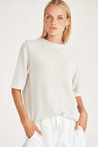 Vogue Tops: SILLS ECHO KNIT TEE- PUMICE
