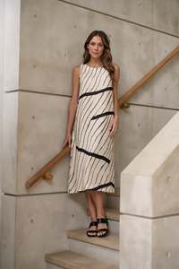 Vogue Dresses: NATURALS BY O&J SLEEVELESS LINEN DRESS - ISOBARS