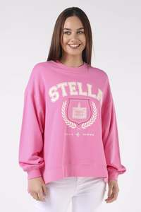 Womens Hoods Sweats: STELLA + GEMMA SUNDAY SWEATER - BRIGHT PINK - COLLEGE HARVARD