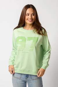 STELLA + GEMMA CLASSIC SWEATER - GREEN - NYC SPORTY STRIPES