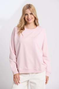 Womens Hoods Sweats: STELLA + GEMMA CLASSIC SWEAT EMBROIDERED LOGO - PINK TULLE