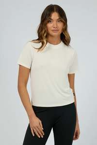 Womens Tees: ALL ABOUT EVE LUXE ACTIVE TEE - VINTAGE WHITE