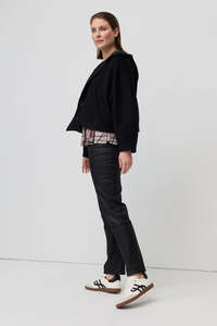Vogue Denim: MARCO POLO PANELLED WAX COATED JEAN - BLACK