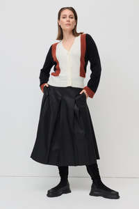 MARCO POLO WAX COATED SKIRT - BLACK