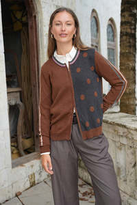 Z&P STRIPE SPOT ZIP UP - COFFEE