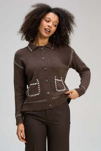 Z P: Z&P TAILORED CARDI - COCOA
