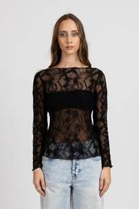 FEDERATION IRIS LONG SLEEVE TOP - BLACK
