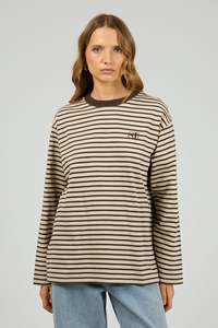 SILENT THEORY FOUNDATION STRIPE L/S TEE - CHOCOLATE