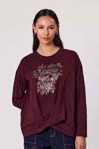 DUO PRISM LONG SLEEVE TEE - MERLOT