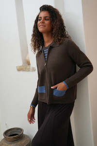 LD & CO ZIP THROUGH JACKET - COCOA