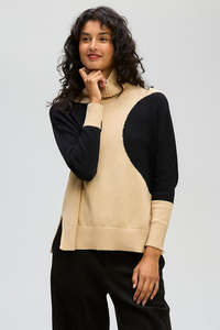 Ld Co: LD & CO SPOT ON ROLL NECK - TAUPE
