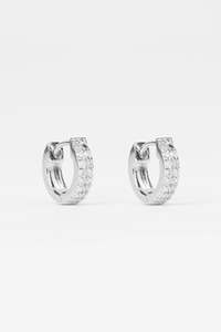 Jewellery: STELLA + GEMMA EARRINGS - SILVER CRYSTAL HUGGIE