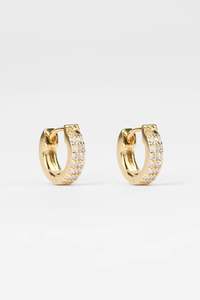 Jewellery: STELLA + GEMMA EARRINGS - GOLD CRYSTAL HUGGIE