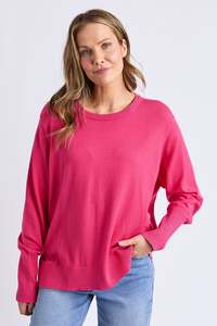 Elm: ELM SUNNY LONG SLEEVE KNIT TOP - HOT PINK