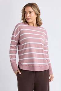 FOXWOOD FARRAH STRIPE LONG SLEEVE - WOODROSE/WHITE STRIPE