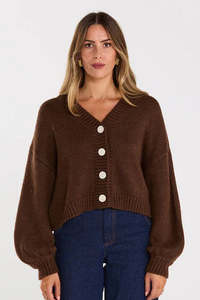 Vogue Cardigans Sweaters: THING THING HUDDLE CARDIGAN - CHOCOLATE