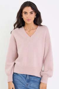 Vogue Cardigans Sweaters: IVY + JACK HARVEST BLUSH V NECK KNIT JUMPER