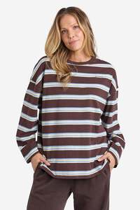 FOXWOOD HARPER L/S TEE - COFFEE MULTI STRIPE