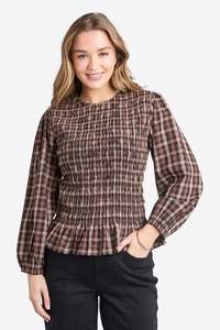FOXWOOD COCO CHECK TOP - COFFEE CHECK