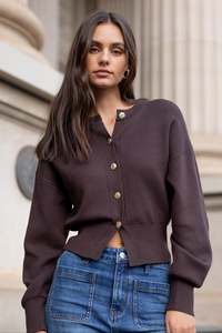 IVY + JACK HALLMARK CHOCOLATE CREWNECK CARDIGAN