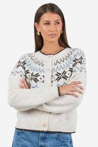 AMONG THE BRAVE SHETLAND OAT MARLE FAIRISLE DETAIL CARDIGAN