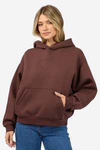 ALL ABOUT EVE WASHED BOX HOODIE - BROWN