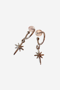 Jewellery: PENNY FOGGO LONG STAR HALF HOOPS PLATINUM