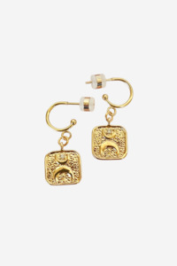 Jewellery: PENNY FOGGO GOLD SQUARE MOON HALF HOOPS
