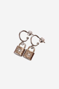 Jewellery: PENNY FOGGO STAR LOCK SILVER HALF HOOPS