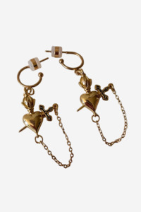 PENNY FOGGO GOLD SWORD AND CHAIN HALF HOOPS