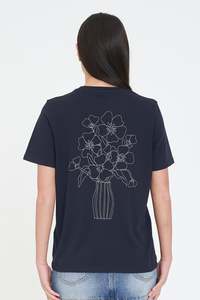 HUFFER CLASSIC TEE 170/FLORETTE - NAVY