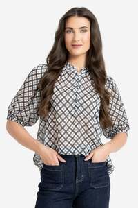 LEILA + LUCA NINA BLOUSE - INK CHECK