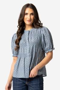 SEEKING LOLA BONITA TOP - DENIM SHIMMER