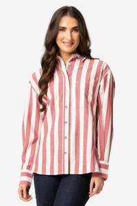 LEILA + LUCA ESSENTIAL SHIRT - RUBY STRIPE