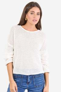 Vogue Cardigans Sweaters: RE:UNION DAWN IVORY CROCHET KNIT JUMPER