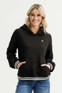 HOMELEE ELLIOT HOODIE - ALPINE WEIGHT BLACK /SILVER X STRIPE CUFFS