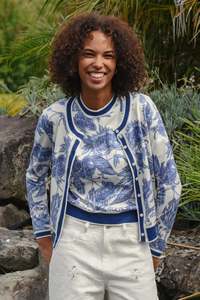 Vogue Cardigans Sweaters: COOP FEELING BLUE-TIFUL CARDIGAN - BLUE & WHITE
