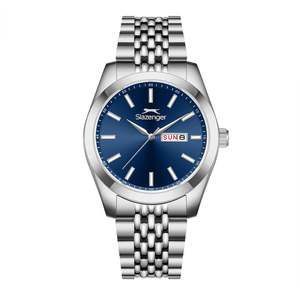 Slazenger Classic Day Date Window Blue Dial Silver Watch - SL.9.2579.1.390