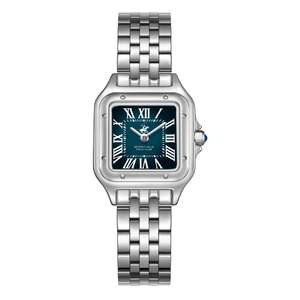 Beverly Hills Polo Club Roman Numeral Blue Dial Square Silver Watch BP3755C.370