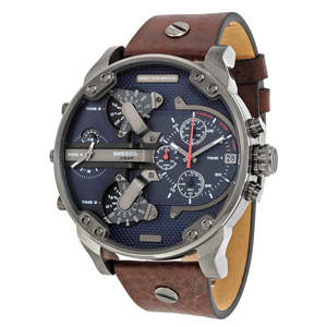 Diesel: Diesel Mr Daddy Dual Time Chronograph Navy Blue Dial Men's Watch DZ7314