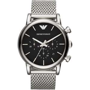 Emporio Armani: Emporio Armani Classic Chronograph Black Dial Steel Men's Watch - AR1811