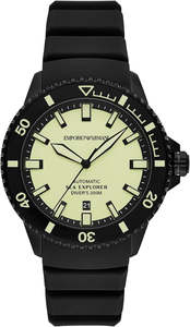 Emporio Armani: Emporio Armani Sea Explorer Automatic Black Silicone Men's Watch - AR60085