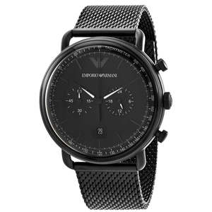 Emporio Armani: Emporio Armani Aviator Chronograph Black Mesh Men's Watch - AR11264