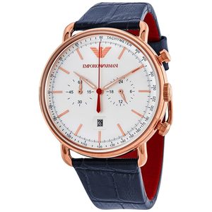 Emporio Armani Mens Watches: Emporio Armani Aviator Chronograph Silver Dial Men's Watch - AR11123