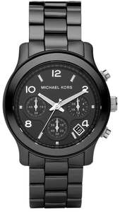 Michael Kors: Michael Kors Ceramic Chronograph Black Women's Watch - MK5162